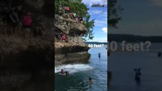 Incredible Lady jumped from 40 feet above sea level. #diving #swimming #islands #shorts