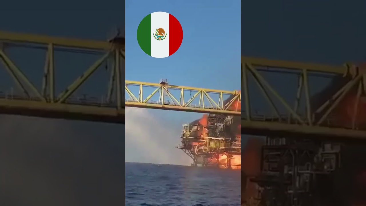 A huge fire on Pemex the Nohoch Alfa oil rig in the Gulf of 