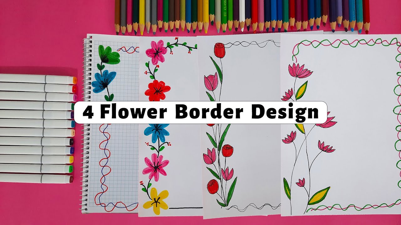 4 Flower Border Designs | Project Work Designs | Front Page Design ...
