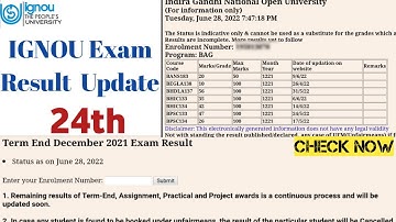 IGNOU published Result New Update 24th || IGNOU declared December 2021 term & exam