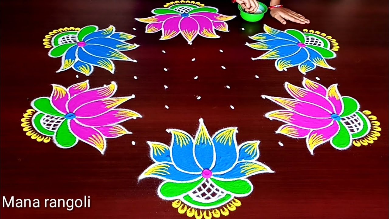 Ganesh Festival Special Lotus Rangoli Designs/Vinayaka chavithi ...
