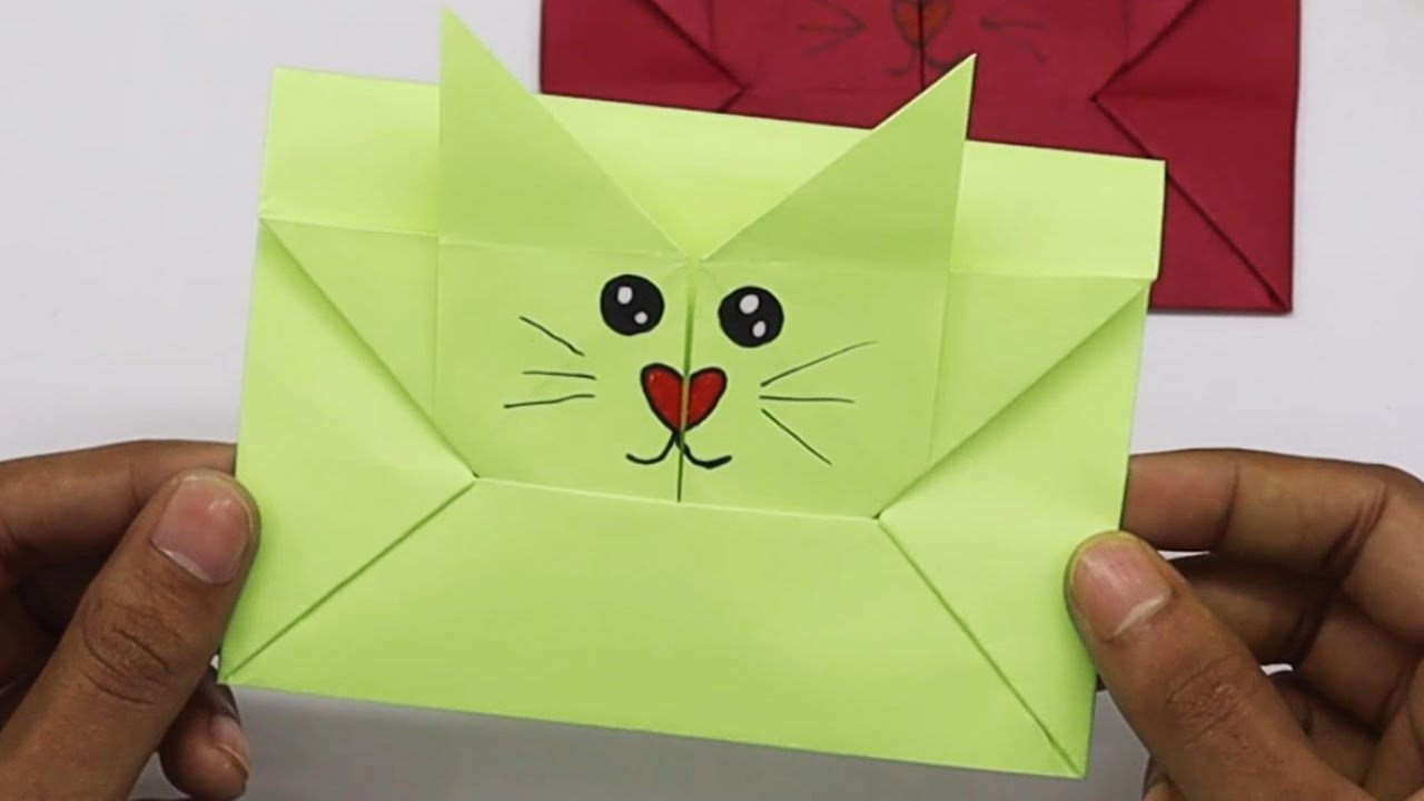 Easy Origami Paper Cat DIY Paper Envelope Cat Envelope YouTube