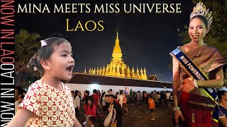 Mina meets Miss Universe Laos at That Luang Festival