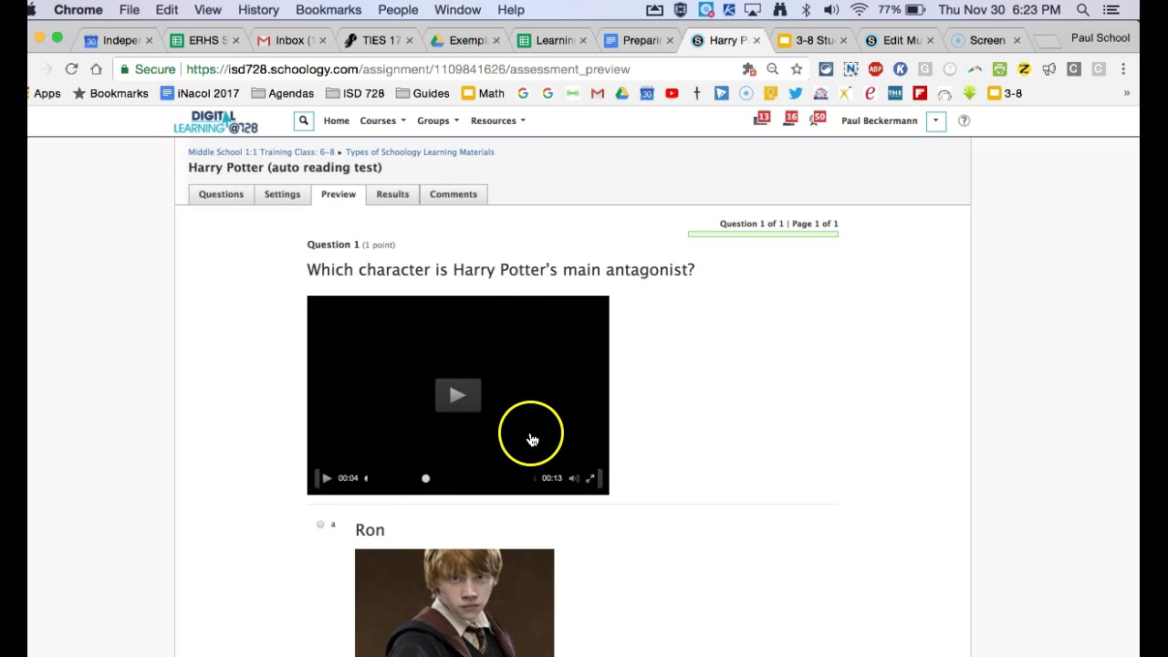 Schoology text to speech options for test reading youtube
