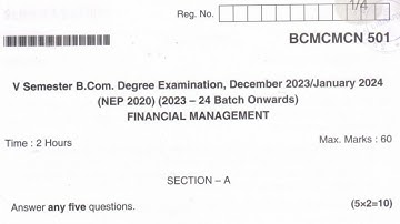 B.Com 5th Semester FINANCIAL MANAGEMENT Question paper 2024 