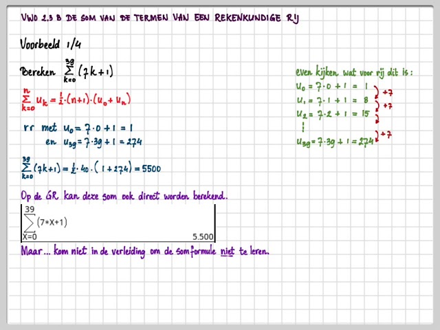 Getal En Ruimte Vwo D 2.3 B De Som Van De Termen Van Een Rekenkundige Rij  (Foutjes Zie Beschrijving) - Youtube