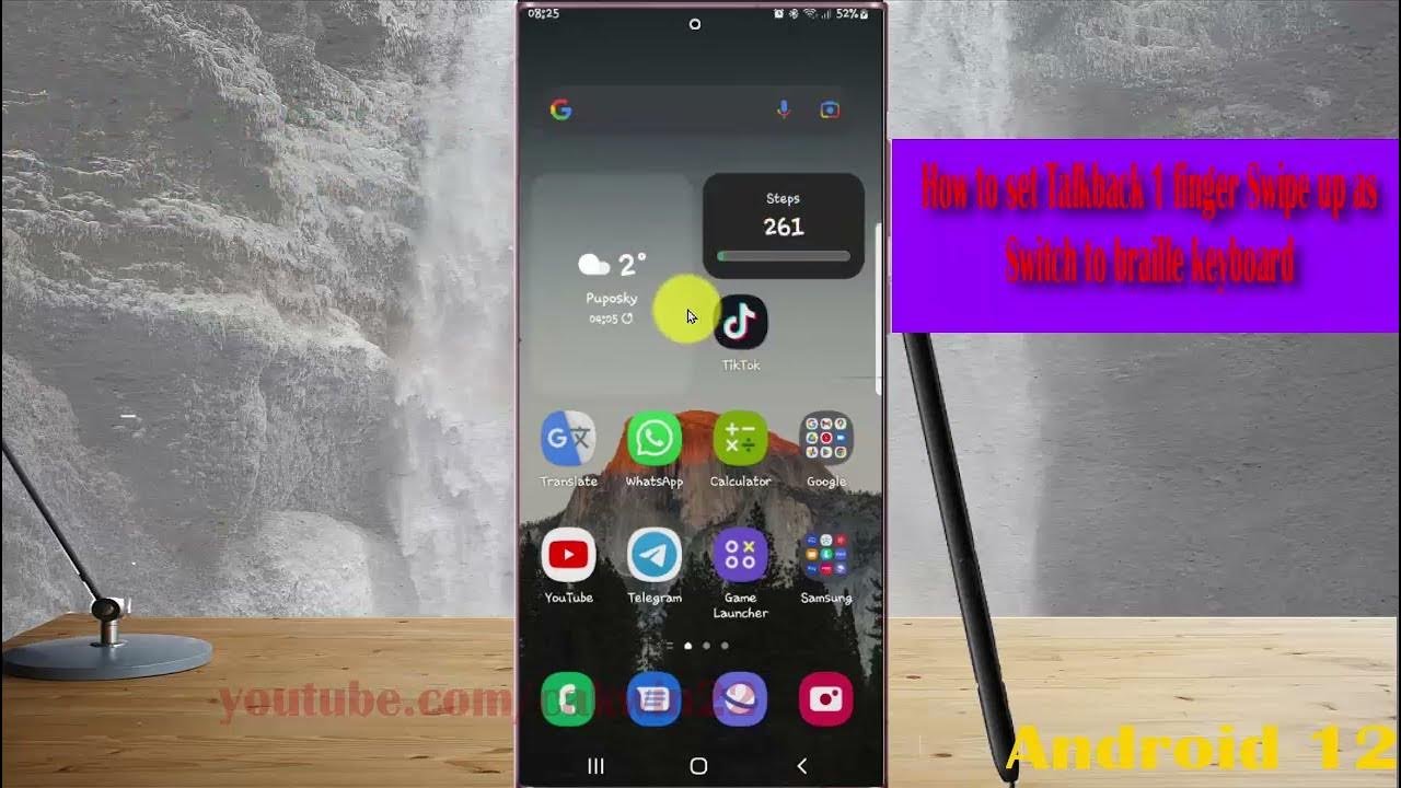 Samsung galaxy s22 ultra how to set talkback 1 finger swipe up as