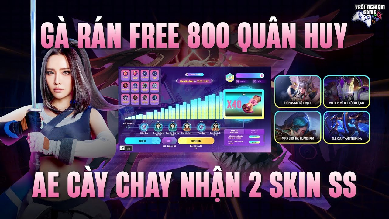 Liên Quân FREE 800 Quân Huy, 40 Giấy Tuyệt Sắc – Song Ca Rinh Quà LQMxBích Phương – Trải Nghiệm Game