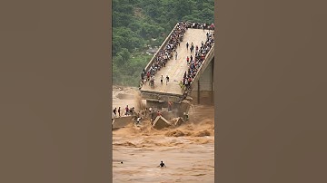 Moment the Bridge Collapses Due to Flooding! #shorts