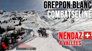 [4K] Skiing Nendaz, Greppon Blanc to Siviez via Combatseline, 4 Vallées Switzerland, GoPro HERO11