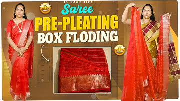 Easy saree prepleating & Boxfolding❤️🥻||Saree box folding🥰||Self saree prepleating👍❤️||Rs home tips