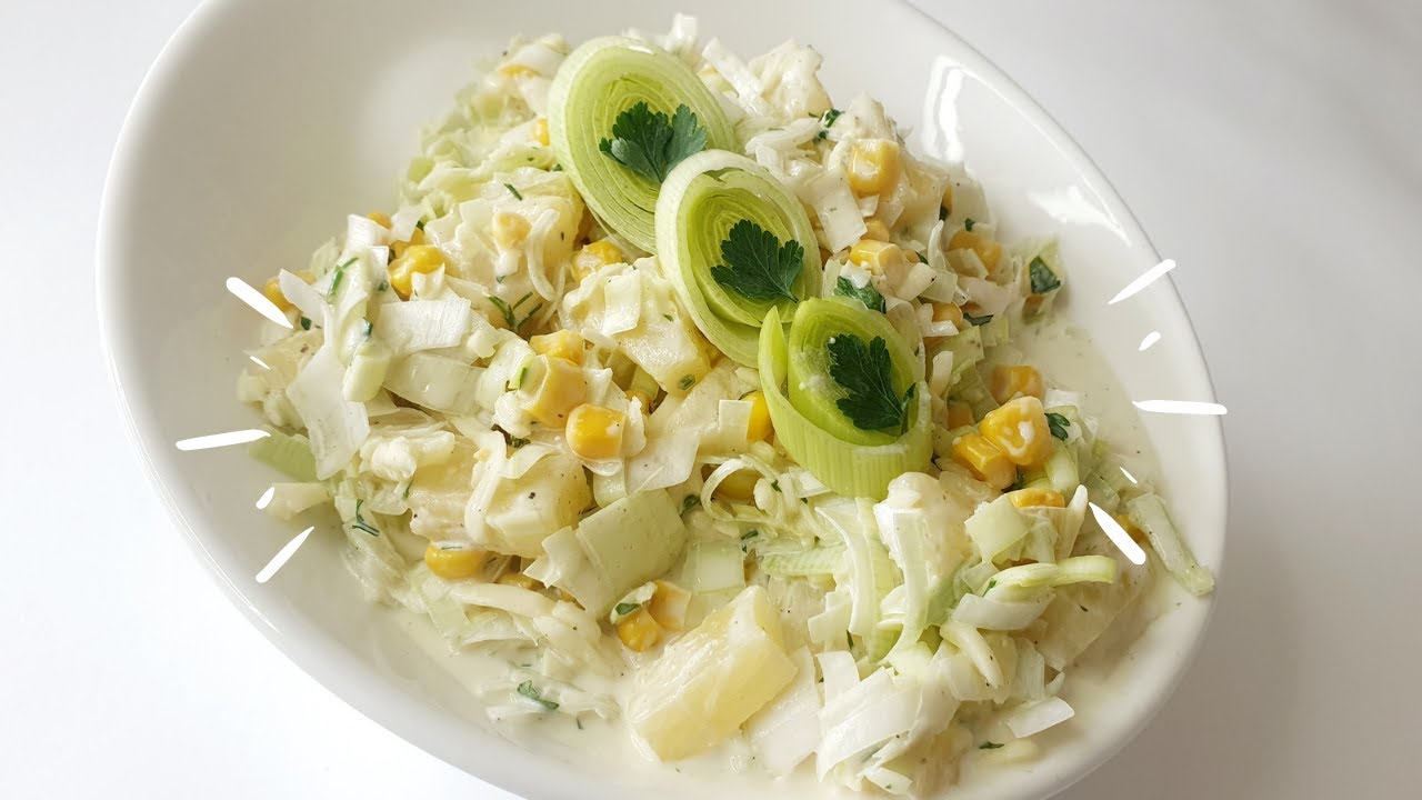 Sałatka z pora i ananasa. #sałatka #por #ananas