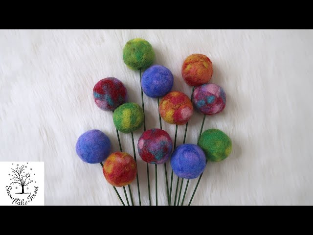 Felted Flower Pom Pom Ball Single Stem – Von Walter + funkBALLOON