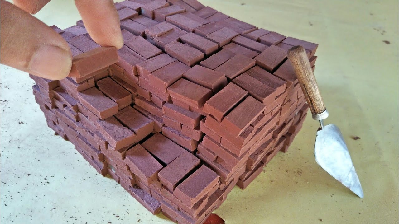 Cara membuat  batu  bata  merah untuk miniatur konstruksi 