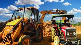 Jcb 3DX Xpert Backhoe Loading Mud in Trolley Mahindra 275 Di Massey 241&1035 Tractor | jcb tractor