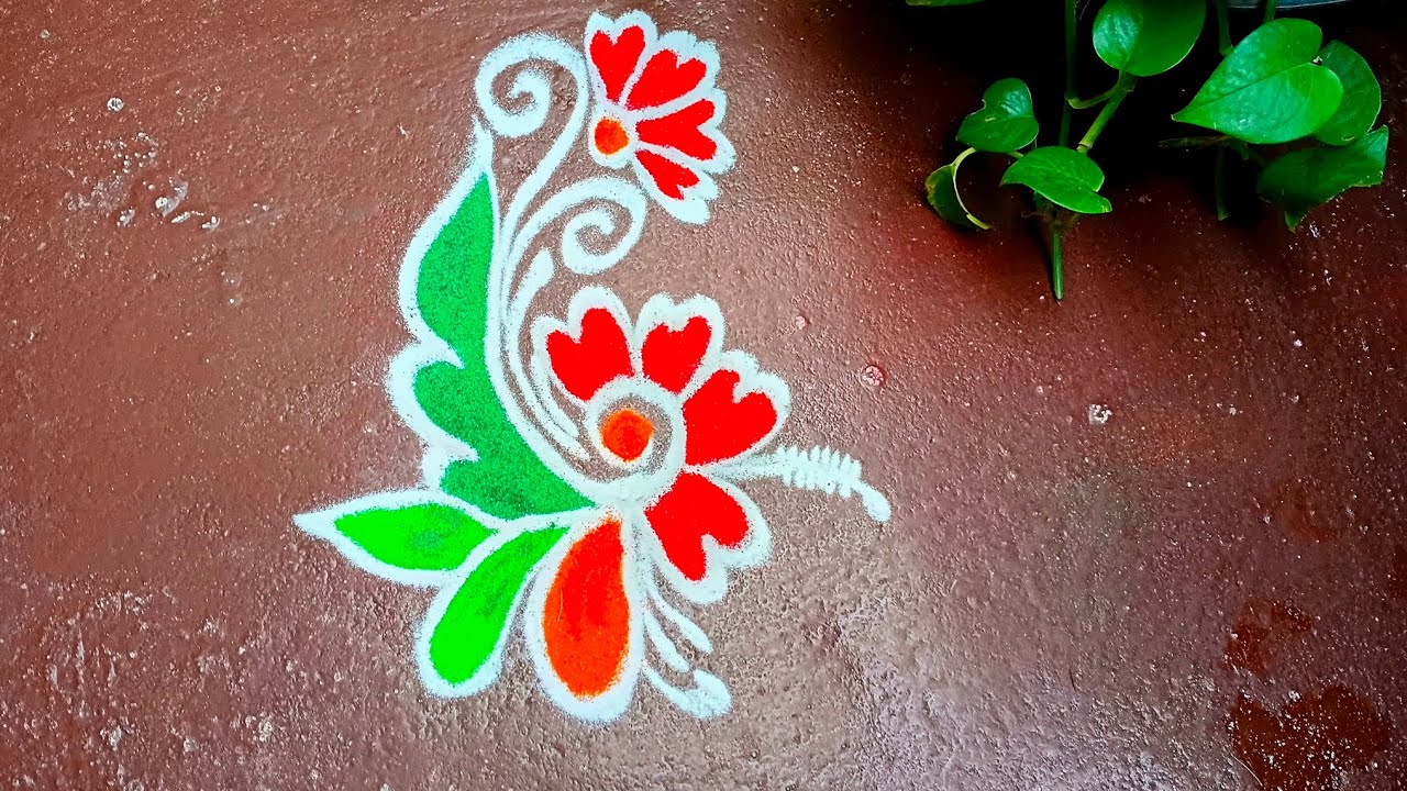 Daily Use Simple Rangoli ️ Easy Daily Use Rangoli - YouTube