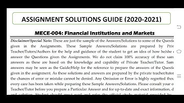 MECE 004 Ignou Solved Assignment