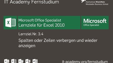 Excel 2010 - Aus- und Einblenden von Zeilen und Spalten (Lernziel 3.4)