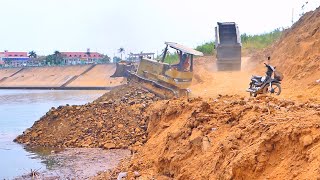 Pour soil mixed with rocks into water to complete large projects / Dump Truck 25 ton and Bulldozer by Bulldozer Working Group 622 views 5 days ago 11 minutes, 54 seconds