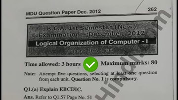 [2012] Mdu BCA Logical Organisation 1st Sem Question Paper #MduQuestionPaper.in
