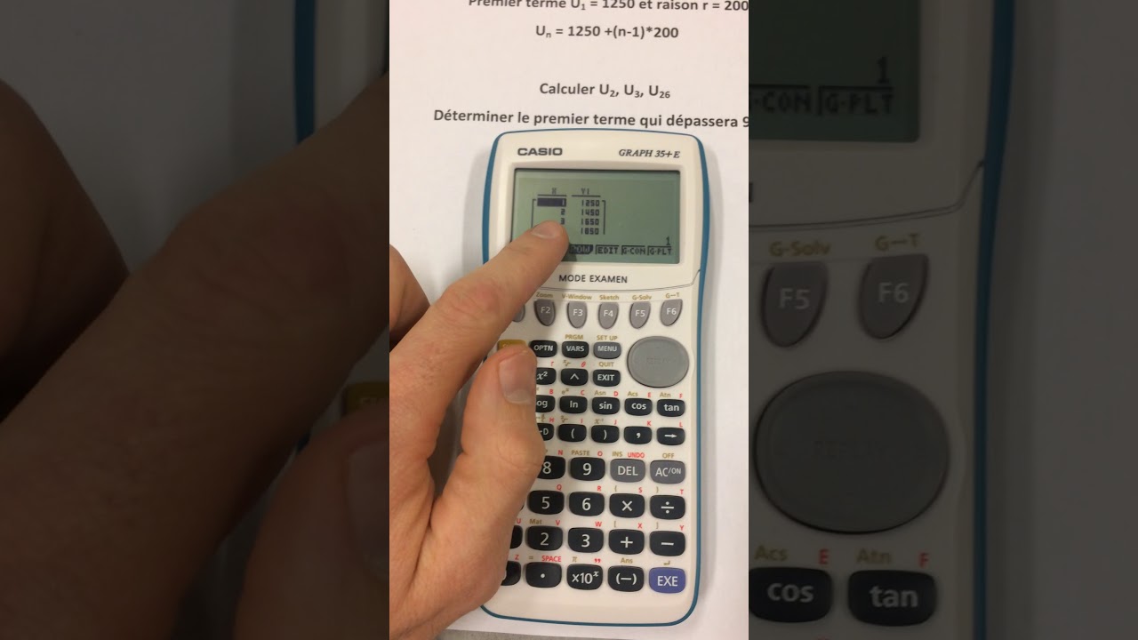 Calcul des termes d'une suite CASIO Graphique