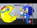 Oh, no! Please Help Sonic Escape the Jail| Pacman Stop Motion Game