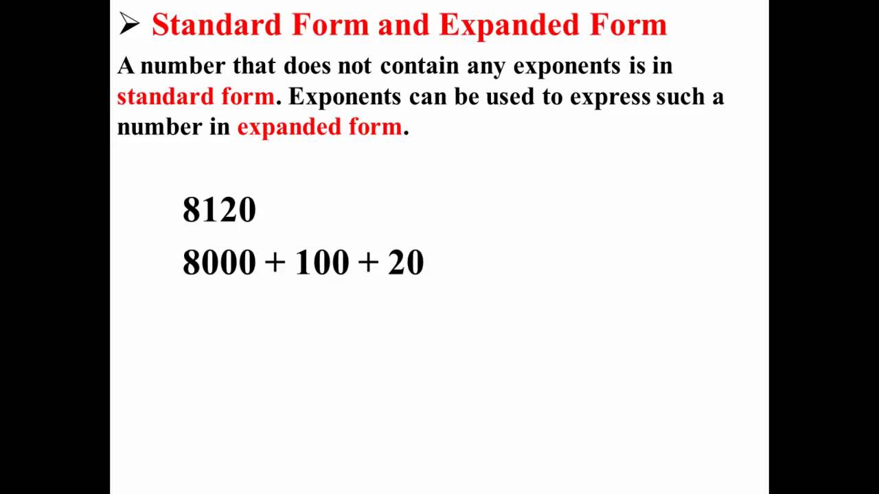 Standard Form and Expanded Form
