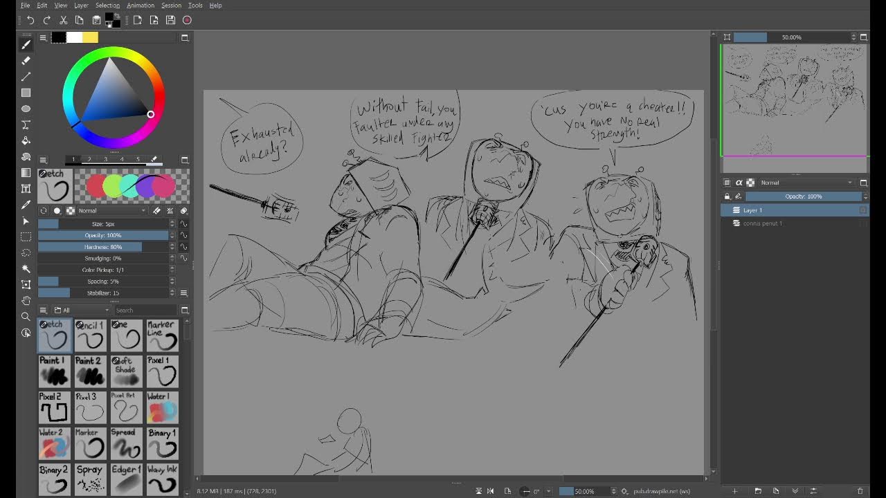 (MIC ONNN) drawing a comic thingy