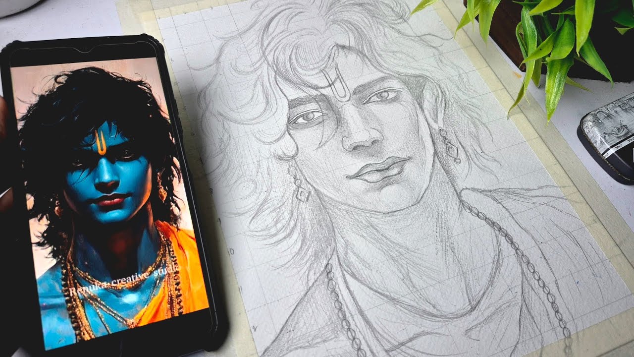 Draw With Me - Krishna Drawing,  Outline Tutorial,  Step By Step 😍