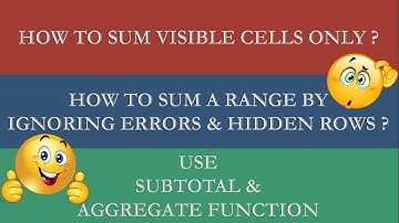 ExcelLearn!! How to Sum a range by ignoring errors or Sum visible cell only! Aggregate in Excel!