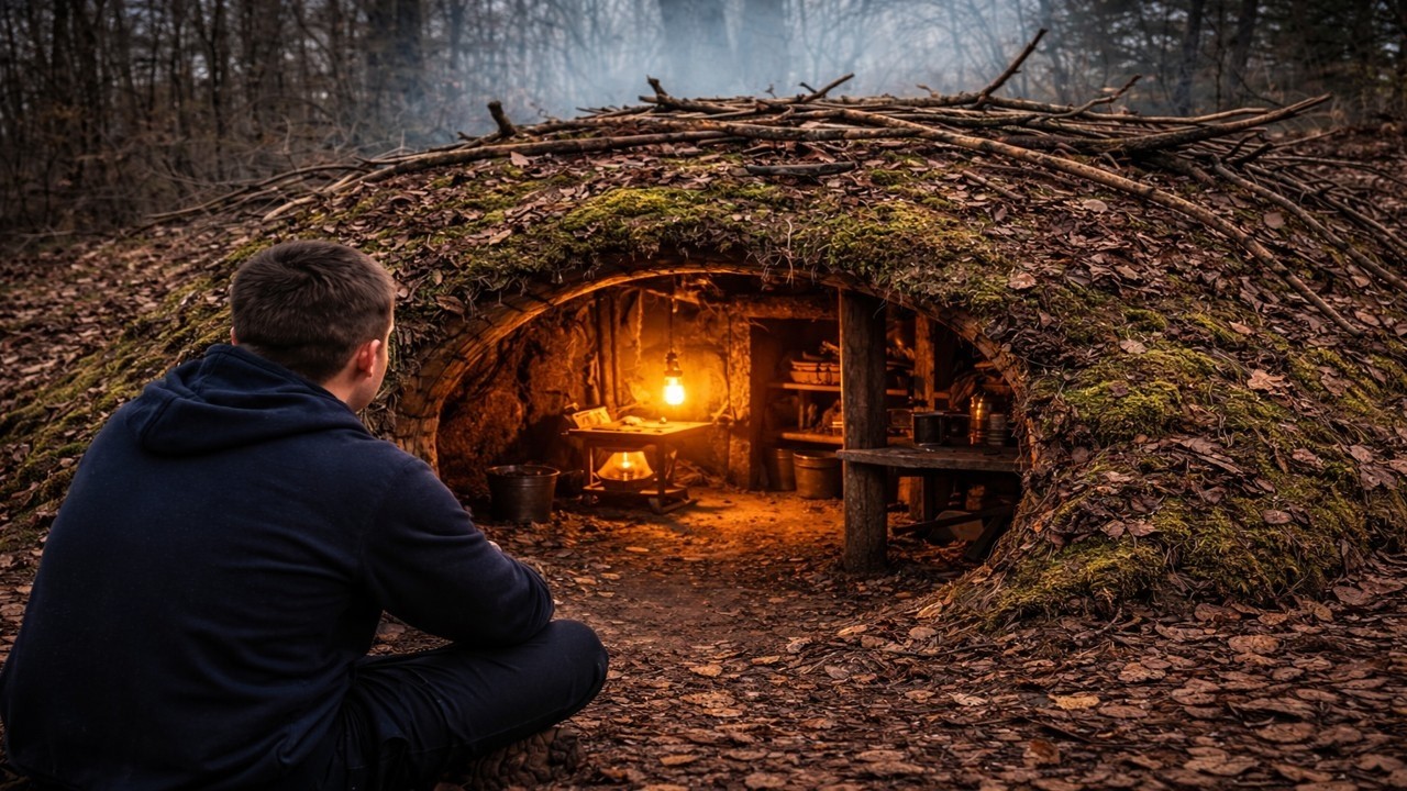 I Built a Secret Underground Bushcraft Shelter (Warm & Hidden!) - YouTube