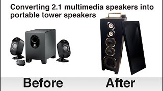 Logitech 2.1 multimedia speaker converting into portable tower speaker