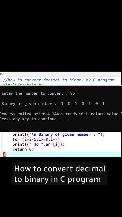 How to convert decimal to binary in C program #short #like #subscribe # ...