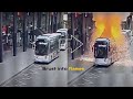 Electric bus bursts into flames I Electric Bus Caught Fire After Battery Explosion in Paris