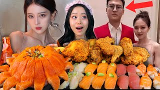 How a Chinese influencer TRICKED a BILLIONAIRE into marriage | Salmon Sushi Volcano Mukbang