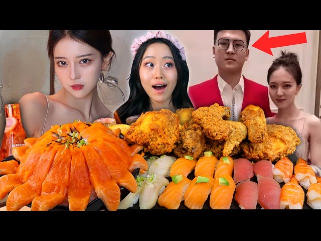 How a Chinese influencer TRICKED a BILLIONAIRE into marriage | Salmon Sushi Volcano Mukbang class=