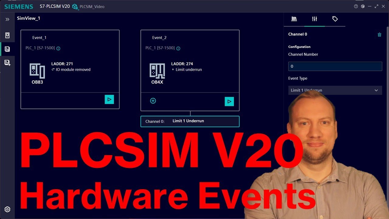 TIA Portal: События аппаратного обеспечения моделирования ПЛК (PLCSIM S7-1500 V20)