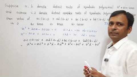 JEE Advanced 2020 Solutions Mathematics Paper I- Problem from quadratic Equations (Hindi)