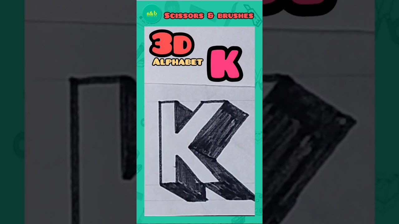 3D alphabet K drawing 