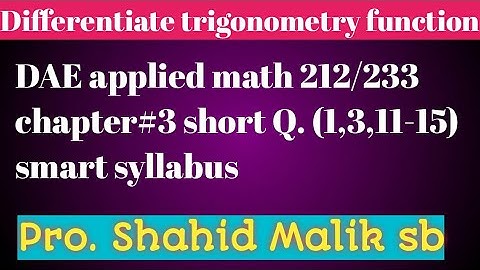 DAE applied math 212/233 chapter-3 short question solution