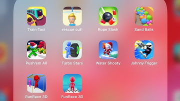 SAND BALLS, RESCUE CUT, TRAIN TAXI, ROPE SLASH, PUSH THEM ALL, TURBO STARS, WATER SHOOTY, JOHNNY TRI