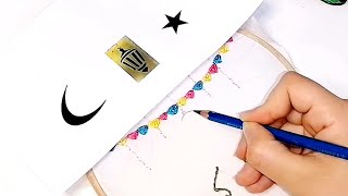 طريقة جد بسيطة لرسم فانوس وهلال رمضان على الطارة / تطريز يدوي للمبتدئين