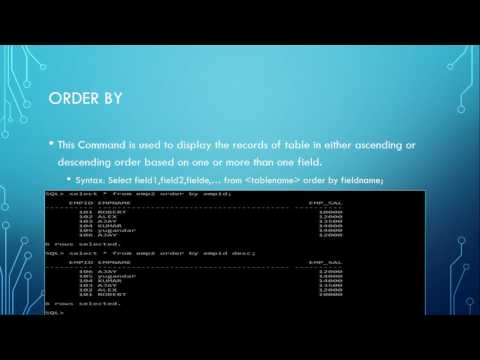 Using  ORDERBY Clause With Select Command,SQL Basics Tutorial-20,