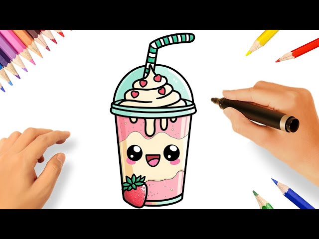 HOW TO DRAW A CUTE MILK SHAKE EASY STEP BY STEP - KAWAII DRAWINGS 