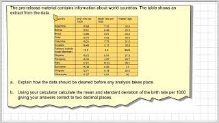 Countries large data set calculating mean and standard deviation