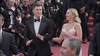 Colin Jost and Scarlett Johansson on the red carpet in Cannes