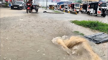 Volunteer To Prevent Heavy Rain Storm Flooding and Cleaning Plastic Dirty Unclog Culvert Drain