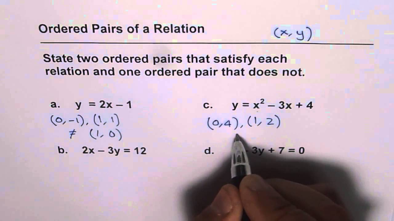 How to Find Ordered Pairs of a Relation