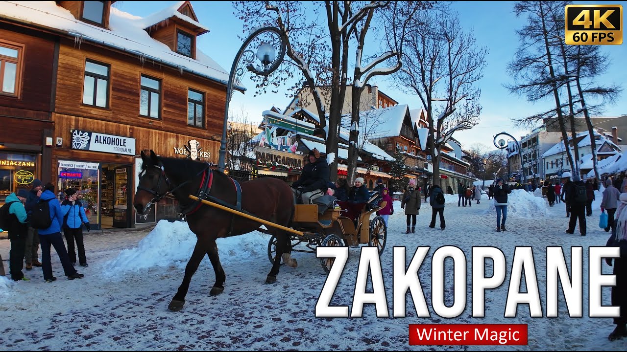 Snowy Winter in Zakopane, Poland ❄️ Cozy Streets, Wooden Houses & Mountain Views | 4K Walk
