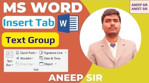 Ms Word Insert Tab Text Group Text Box Quick Part WordArt Drop Cap Signature Line Date & Time Object